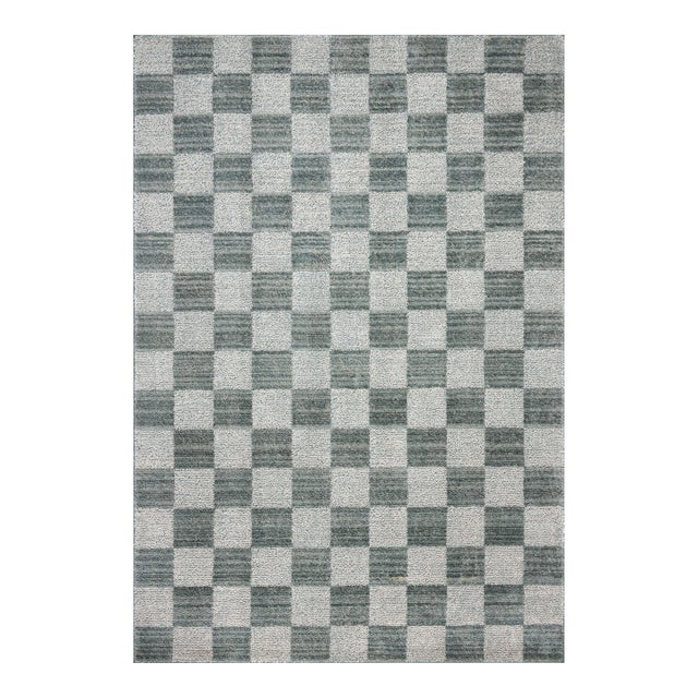 Chris Loves Julia x Loloi Calvin Blue / Ivory 7'-10" x 7'-10" Round Area Rug For Sale