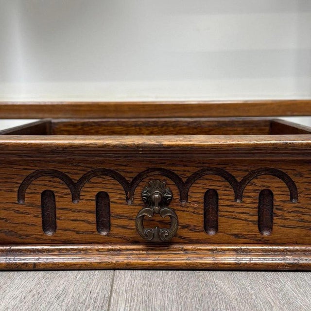 Antique Early 20th Century English Edwardian Oak Side Table For Sale - Image 11 of 12