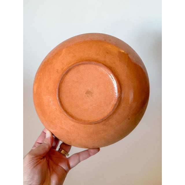Folk Art Vintage Terracotta Folk Art Ukranian Pottery Bowl For Sale - Image 3 of 5