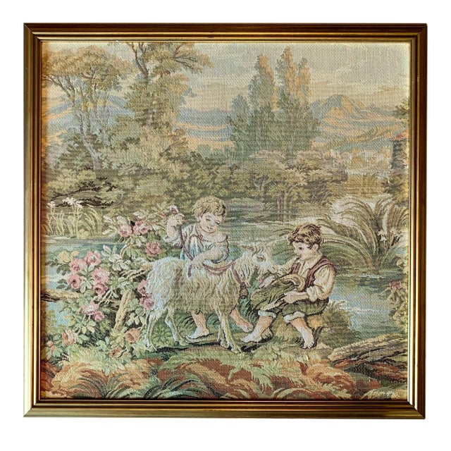 “Children’s Theme” French Country Tapestry - Framed For Sale