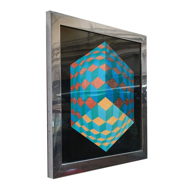This silkscreen print by victor vasarely (1906–1997), entitled hat-vi, comes from the 1972 folio progressions ii,...