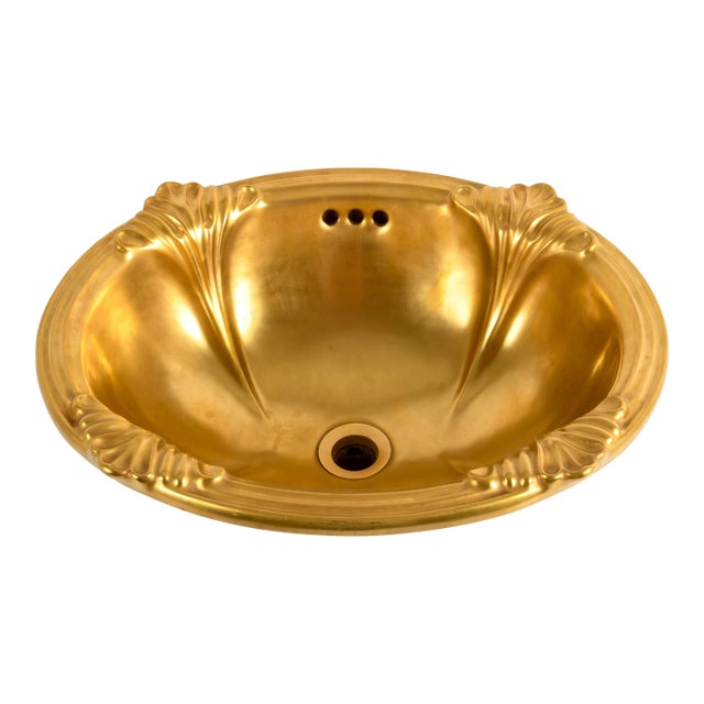Sherle Wagner Gilt Scalloped Empire Over-Edge Sink | Luxury Italian Vanity Basin For Sale