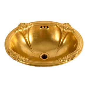 Sherle Wagner Gilt Scalloped Empire Over-Edge Sink | Luxury Italian Vanity Basin