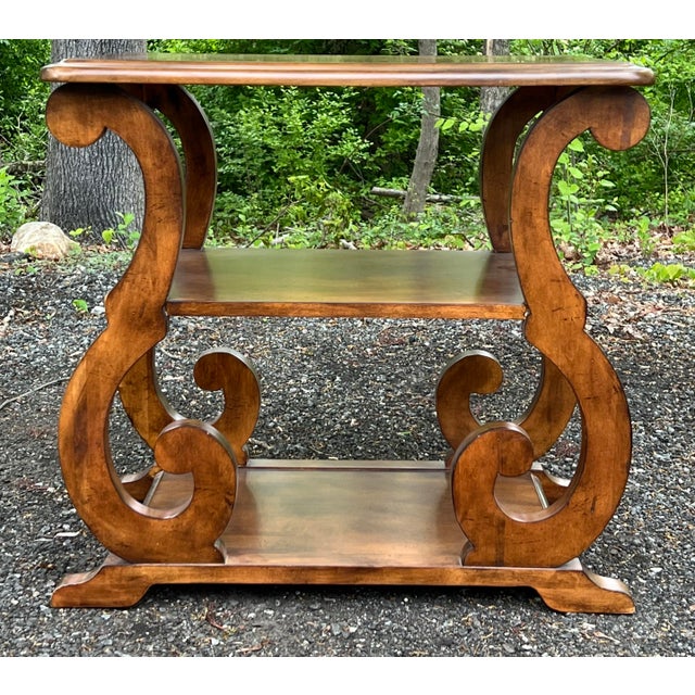 Rustic European Maple Scrolled Leg Side Table For Sale - Image 4 of 10