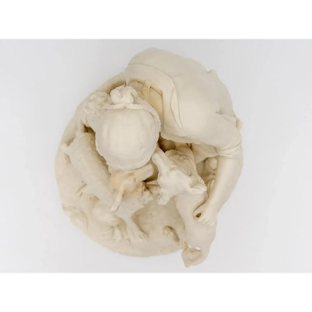 Antique Bisque Sculpture With Dogs For Sale - Image 9 of 13