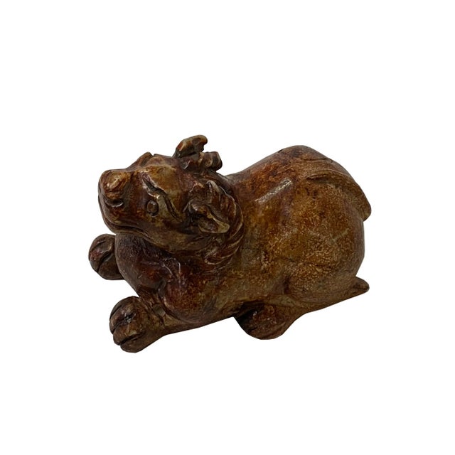 1990s Stone Carved Ancient Style Artistic Mythical Pixiu Figure Display For Sale - Image 5 of 6
