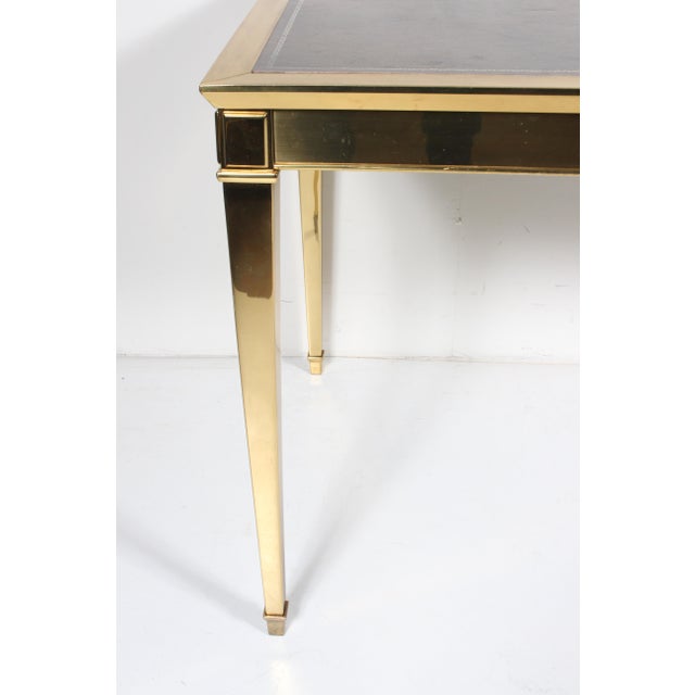 Italian Modern Brass Desk With Inset Bordered Leather Surface For Sale - Image 15 of 18