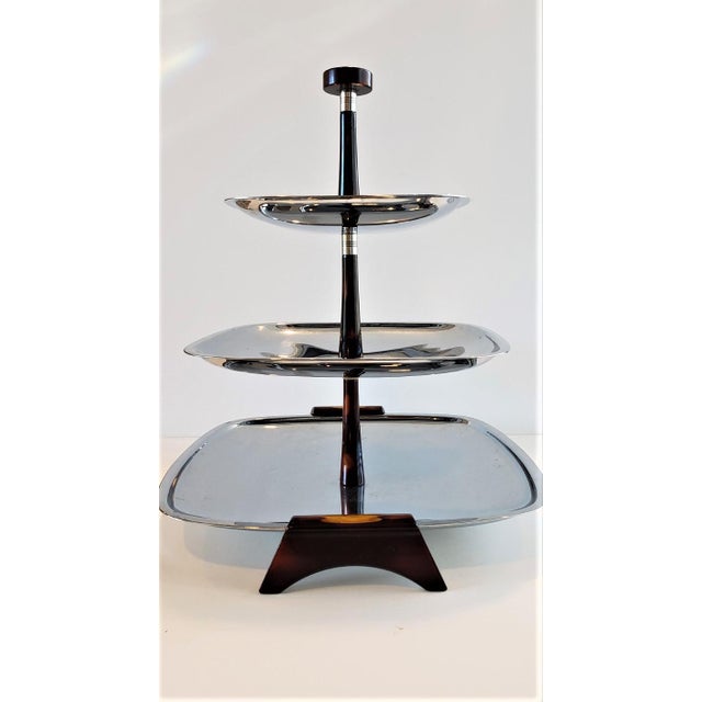 Mid Century 3 Tier Chrome Bakelite Serving Tray Chairish
