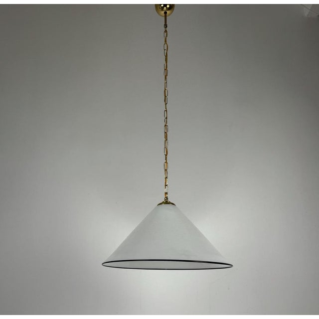 Large Murano Glass Conical Pendant Light on Brass Chain, 1980s For Sale - Image 3 of 10