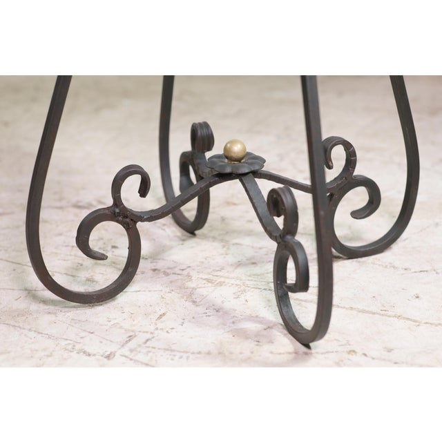 Mid 20th Century Mid 20th Century Round 21 In. Marble Wrought Iron Side Table For Sale - Image 5 of 6