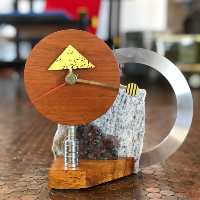 Brown Memphis Styled Artisan Made Clock, 1990s For Sale - Image 8 of 8