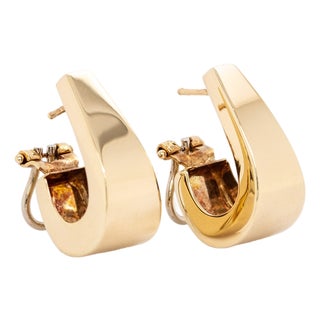 7.37g 14k Solid Gold Estate Hoop Earrings | Vintage Luxury Hoops, Pair For Sale