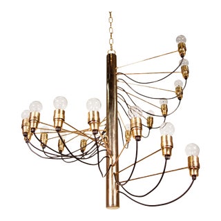 Spiral Brass Chandelier Designed in Italy by Gino Sarfatti, 1950s For Sale