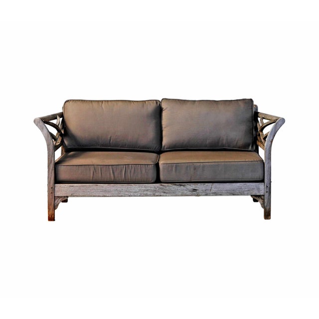 1970s Restoration Hardware Bench • Teakwood With Cushions For Sale - Image 5 of 7