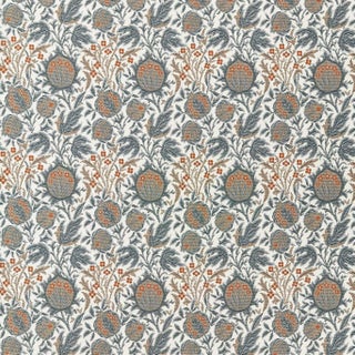 Morris & Co. Elmcote Weave Fabric in River Blue/Apricot - a sample For Sale