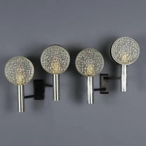 Vintage Wall Lamps in Aluminium, Metal and Glass, 1960s, Set of 2 For Sale - Image 6 of 7