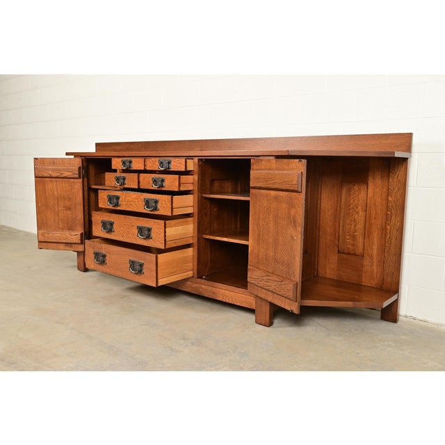 L. & J. G. Stickley Rare Mission Oak Arts & Crafts Columbus Avenue Monumental Sideboard, Newly Refinished For Sale In South Bend - Image 6 of 18