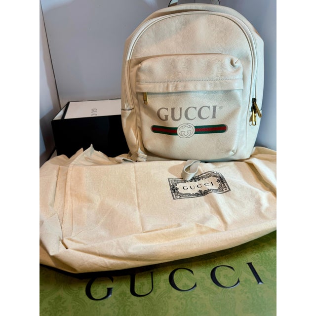 Gucci Logo Cripto Print Leather Ivory 100% Authentic in excellent condition Super nice Gucci Backpack in Ivory Leather,...