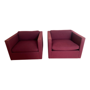 Late 20th Century Pair of Knoll Charles Pfister Cube Lounge Chairs