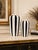 Hollywood Regency Pair of Hollywood Regency Style Black & White Striped Ceramic Vases For Sale - Image 3 of 5