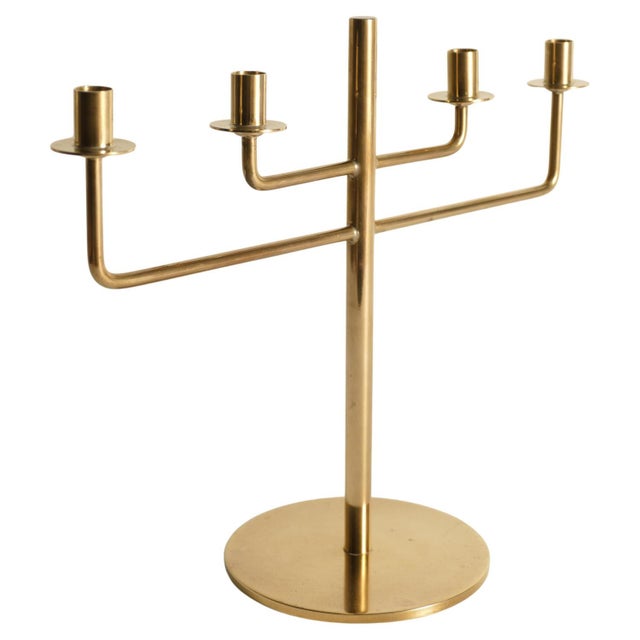 Scandinavian Modern Brass Candelabra by Hans-Agne Jakobsson, Markaryd, 1960s For Sale - Image 12 of 13
