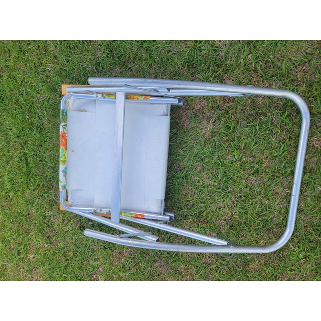 MCM Telescope Folding Furniture Floral Aluminum Rocker For Sale - Image 9 of 12