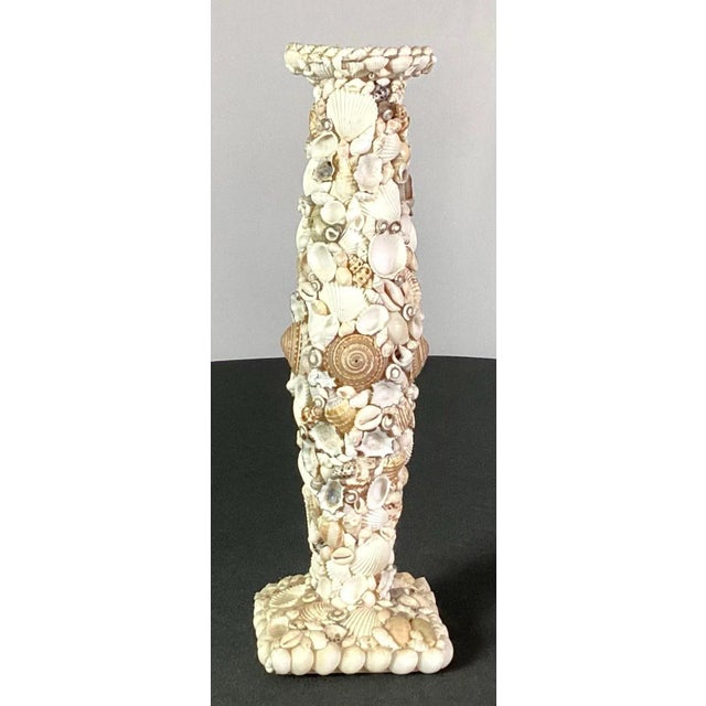 Nautical Shell Decorated Pedestal Candlestick For Sale - Image 3 of 11