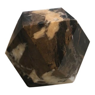 Vintage Black and Tan Geometric Granite Paperweight For Sale