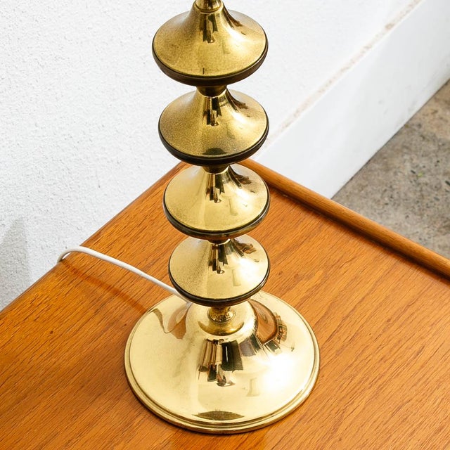 Unique ABO Danish Lighting table lamp in brass. This lamp is from Denmark and with require an adapter for American...