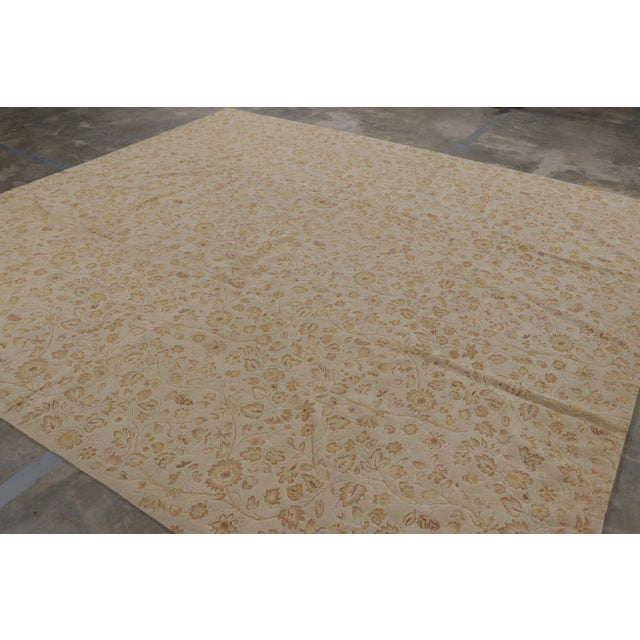 Traditional Rug & Kilim’s Tudor Style Rug in Cream With Beige-Brown Floral Patterns For Sale - Image 3 of 8
