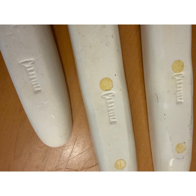 Cream Vintage Carnivale McCarty of Memphis Signed White Pottery Set of 3 Olive Trays For Sale - Image 8 of 12