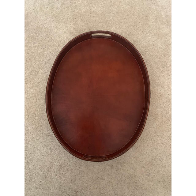 Textile Contemporary Tan Leather Tray For Sale - Image 7 of 7
