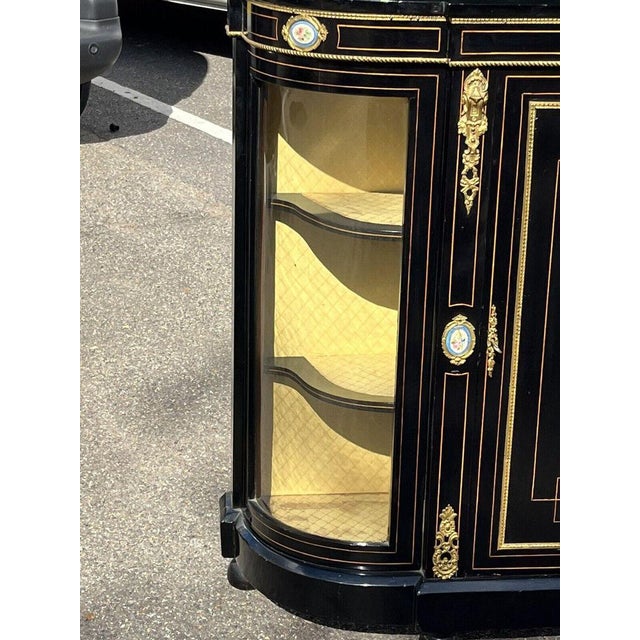 Metal Victorian French Empire Credenza with Porcelain Plaques For Sale - Image 7 of 18