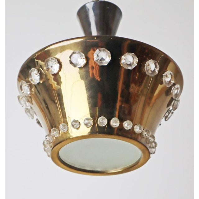 Hollywood Regency Hanging Lamp in Brass and Lead Crystal, Austria, 1950s For Sale - Image 13 of 18