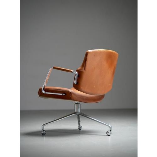 FK84 Desk Chair in Cognac Leather attributed to Fabricius and Kastholm for Kill International, Denmark, 1960s For Sale - Image 6 of 12