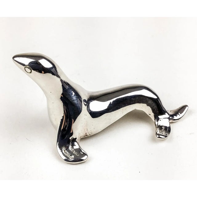 Mid-Century Modern Silver Plate Animalia Seal Figurine Spoon-Rest Ring Holder For Sale - Image 3 of 12