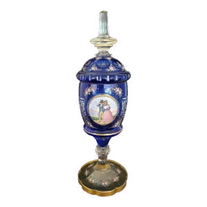 Antique Bohemian Glass Moser Covered Goblet