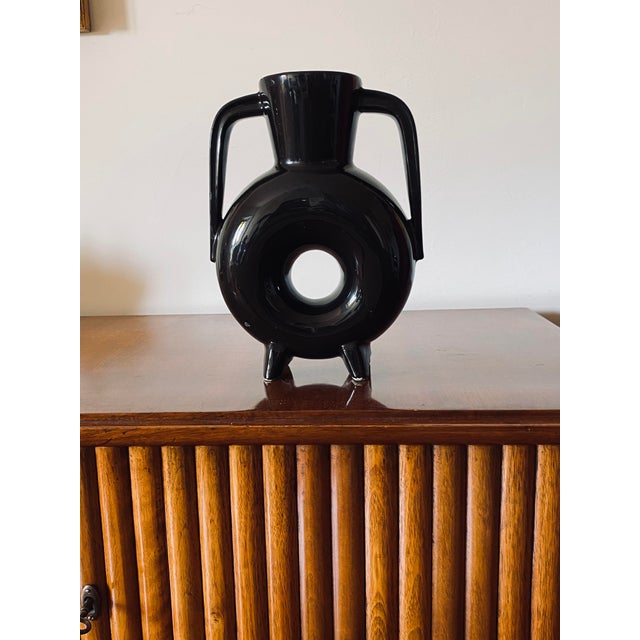 Contemporary Organic Modern Black Ceramic Vase, France 1970s For Sale - Image 3 of 13