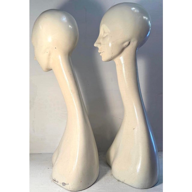 Modern Vintage Long Neck Mannequin Bust (Pair Available) For Sale - Image 3 of 15