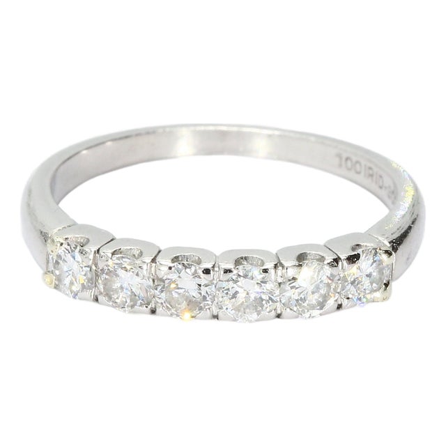 Platinum Band Ring With 0.1ct Round Diamonds, Size 5.75 For Sale