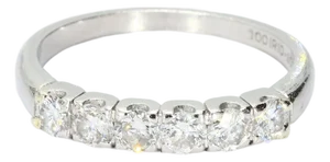 Platinum Band Ring With 0.1ct Round Diamonds, Size 5.75