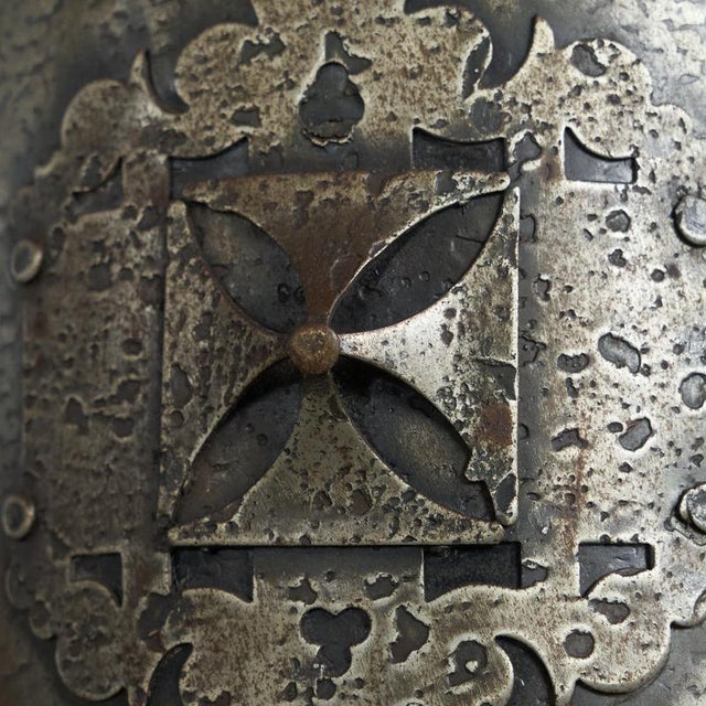 Arts and Crafts Umbrella Stand in Hand Hammered Metal, 1890s For Sale - Image 3 of 12