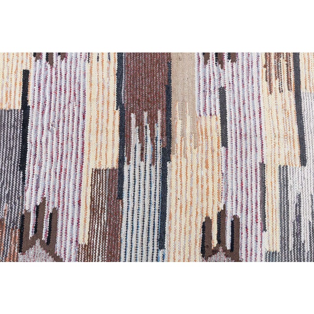 Doris Leslie Blau Vintage Scandinavian Abstract Cream Beige Flatweave Wool Rug For Sale - Image 4 of 7