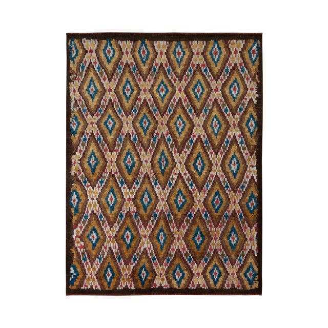 Tribal Rug & Kilim Moroccan Style Rug in Beige-Brown Diamond Pattern, 6x9 For Sale - Image 3 of 3