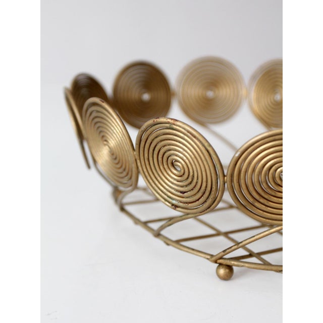 Mid-Century Brass Plated Wire Spiral Fruit Basket For Sale - Image 11 of 12