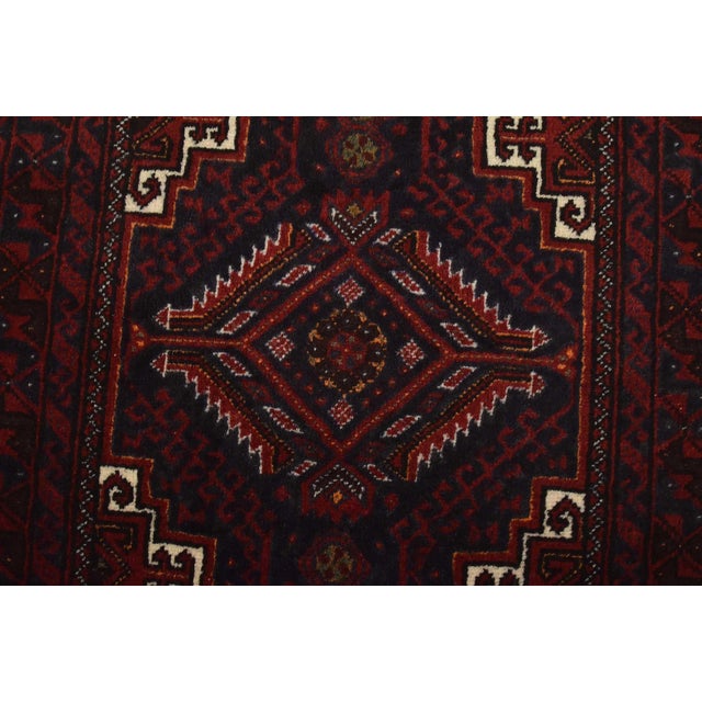 Baloch Runner 2’2” X 9’6” Blue Wool Vintage Tribal Hand-Knotted Oriental Rug For Sale - Image 4 of 11