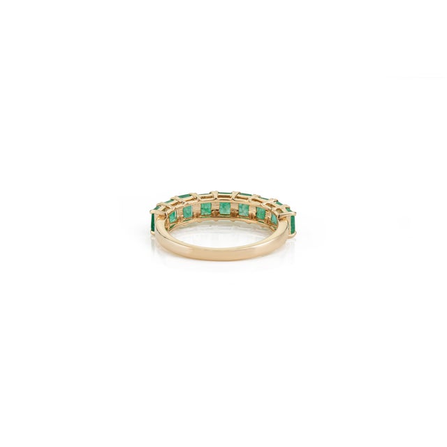 1.59ct Stackable Natural Emerald Half Eternity Band Ring Size 8 in Solid 14k Gold For Sale - Image 9 of 15