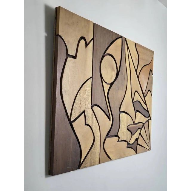 1960s Modernist Abstract Carved Wood Wall Art Sculpture For Sale - Image 4 of 10
