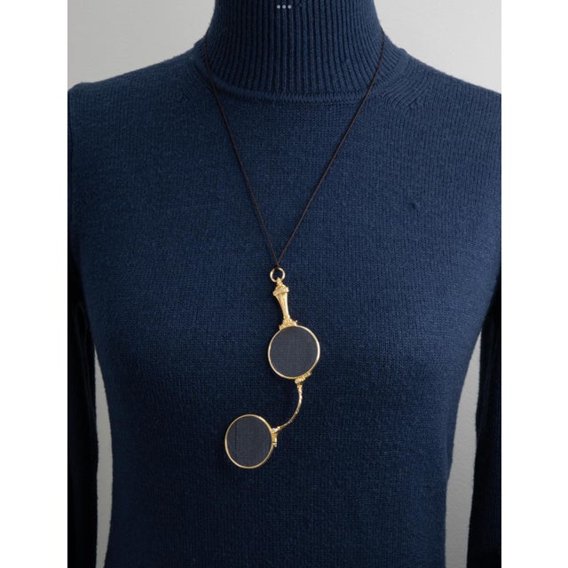 Antique Victorian 14k Yellow Gold Lorgnette Pendant C. 1900 For Sale - Image 11 of 12