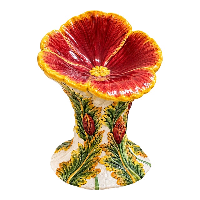 1990s Ceramic Poppy Flower Chair or Garden Seat For Sale